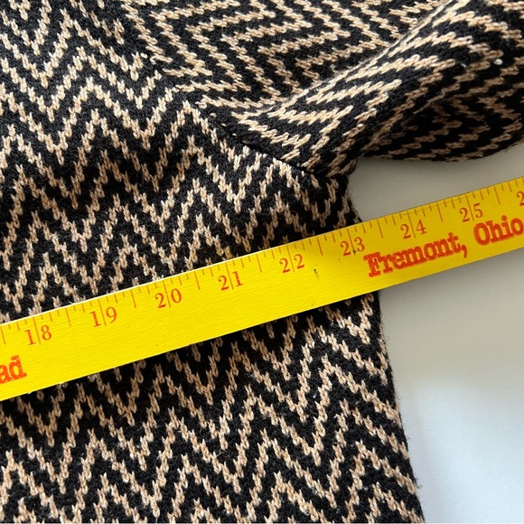 Wool Blend Knit Sweater Cardigan Women’s 1X Brown Black Chevron Lined - Picture 10 of 16